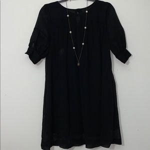 Sheer Sleeve Black Dress